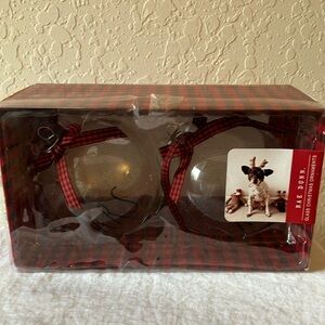 Rae Dunn: Glass “Mrs” & “Mr” Christmas Ornaments Set